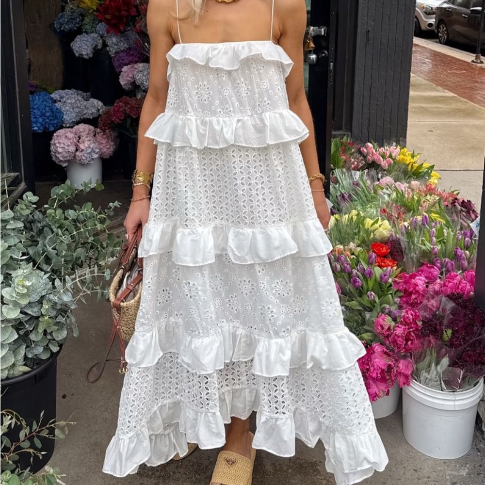 ASOS White Strapless Ruffle Dress
